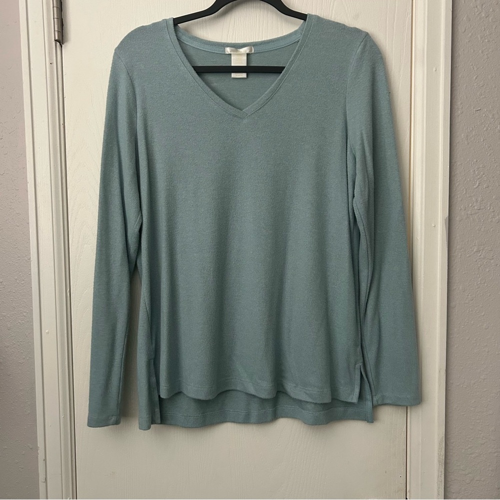 Women's Light Blue V-Neck Top